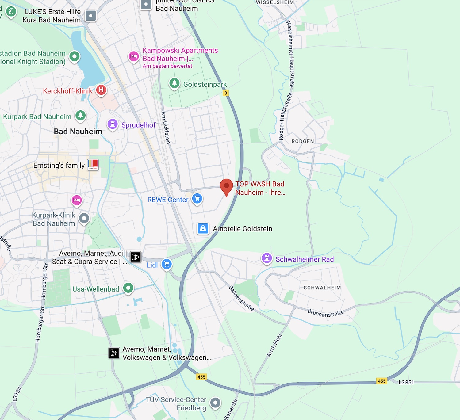 Top Wash Autowaschstraße Bad Nauheim Karte
