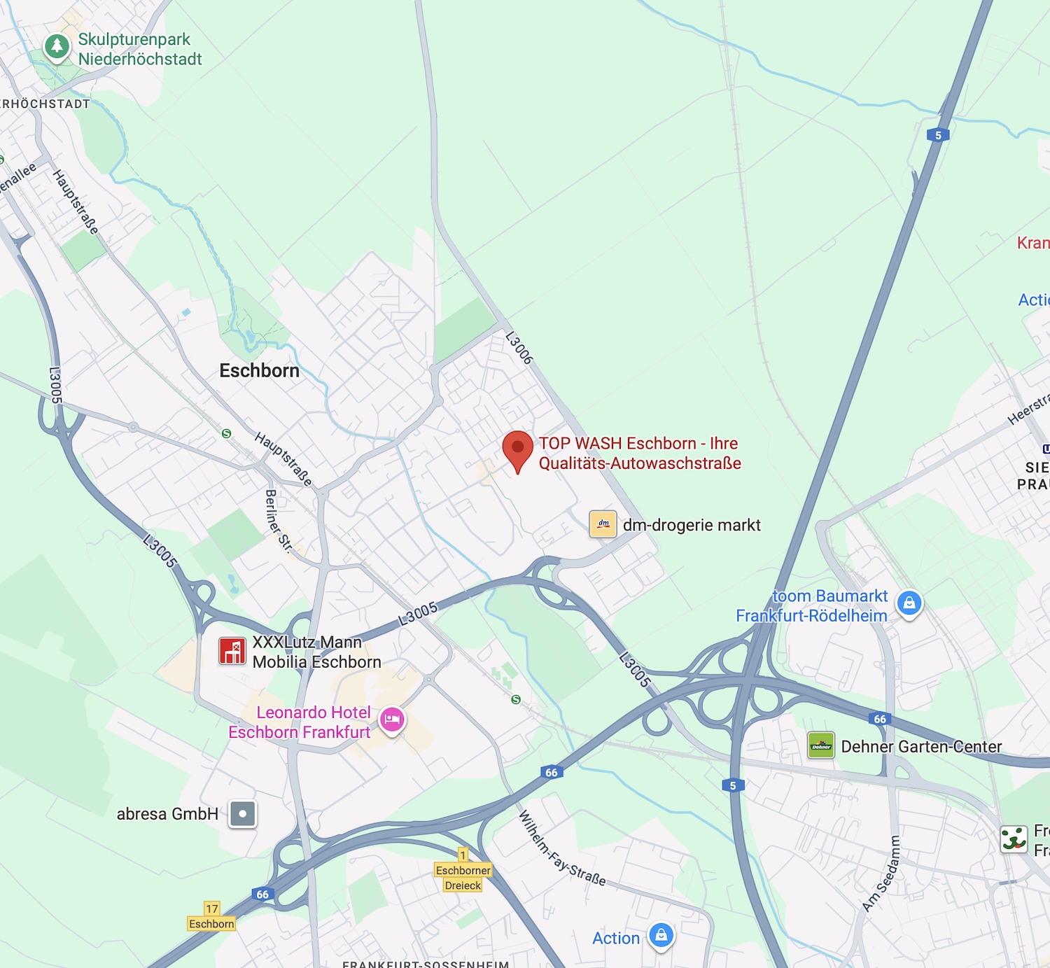 Top Wash Autowaschstraße Eschborn Karte